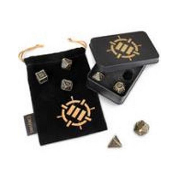 ENHANCE D&D-Metallwürfelset mit Box und Würfeltasche