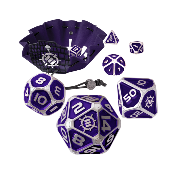 ENHANCE 7-teiliges Metall RPG Würfel Set (Sammler Edition) (Purple/Lila)