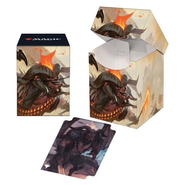 UP - Outlaws of Thunder Junction - Key Art Rakdos, the Muscle - 100+ Deck Box for MTG