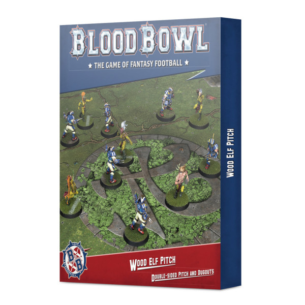Blood Bowl: Set Aus Spielfeld und Reservebänken für Waldelfen-Teams