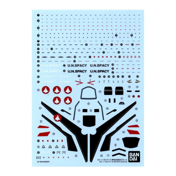 HG 1/100 YF-19 Water Decals