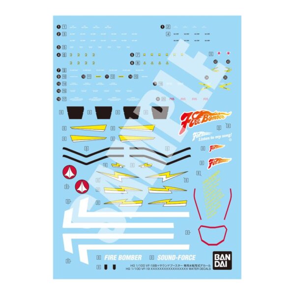 HG 1/100 VF-19 Custom Fire Valkyrie With Sound Booster Water Decals